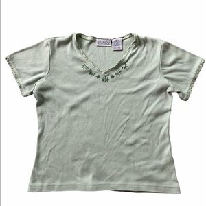 ✶ ✶VINTAGE 90s SAGE GREEN BABY TEE ✶ ✶